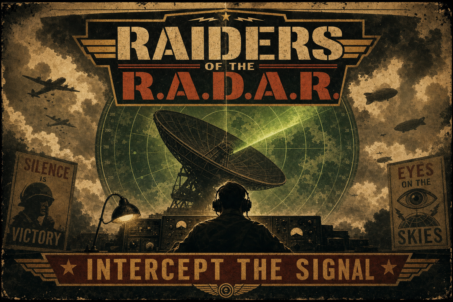 Raiders of the R.A.D.A.R. — WW2 radar poster art, intercept the signal